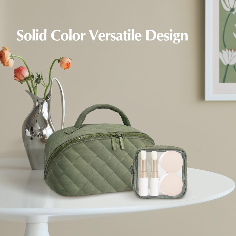honitty Makeup Bag, Quilted Makeup Bag, Puffy Travel Make up