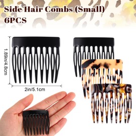 YBEATY 6 Pcs French Hair Side Combs Decorative Combs Strong Hold Clips for Small French Twist for Women Bun Chignon Up-Do Styling Girls Hair Accessories