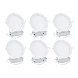 EOSMILE 4 inch 6 Pack Recessed Lighting, 5CCT LED Recessed Light with Junction Box, Dimmable Canless Wafer Downlight,2700K-5000K Selectable, 9W, 120V, 750LM, ETL FCC