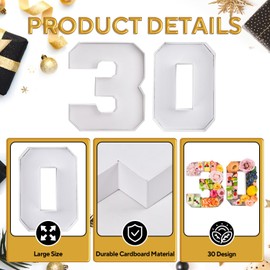 Datyiiha 30 Set Cardboard Number for Charcuterie 10.2'' Fillable Tray Charcuterie Paper Box for 30th Birthday Anniversary Party Decorations Chocolate Candy Cupcake Container