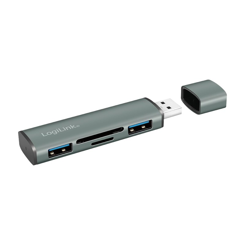 LogiLink USB 3.2 (Gen2) 2-Port Hub with Card Reader for
