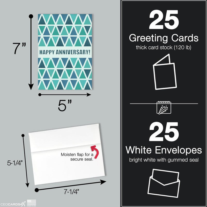 Work Anniversary Cards Bulk Greeting Set (25 Card Variety Pack