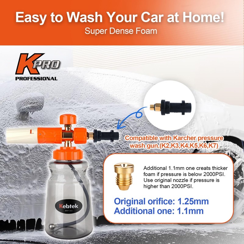 Kebtek Snow Foam Lance for Karcher K Series K2-K7 Pressure