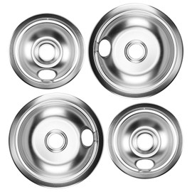 Cenipar 316048413 Burner Drip Pans 8 Inch (2 Pack)&316048414 Range Drip Bowls 6 Inch (2 Pack) Chrome Plated For Fri-gidaire,Ken-more Electric Surface Burner