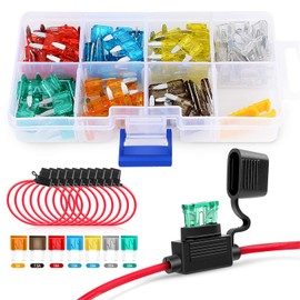 Nilight 120 PCS Mini ATM/APM Blade Fuse 5A/7.5A/10A/15A/20A/25A/30A AMP Assorted Set with 10 Pack 14AWG ATC/ATO Inline Fuse Holder