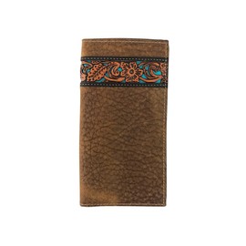 ROPER Western Wallet Men Pebble Grain Floral Tool Rodeo Tan 8152000