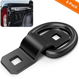 ForoGore 6 PCS 3/8" Heavy Duty D Rings Tie Down Anchors for Trailer Truck Cargo D-Rings Durable Black Tie Downs Ring 6000 Pound Breaking Strength