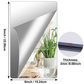 JUNEBRUSHS JUNEBRUSHS 4 Pack Self Adhesive Acrylic Mirror, 6X 9 Inch Mirror Tiles,Flexible Plastic Mirror Sheets Wall Stickers,2MM Thick Mirror,Frameless Small Mirror