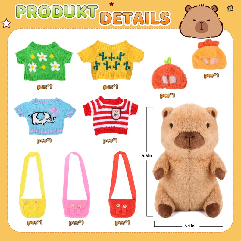 Charmofun Capybara Cuddly Toy, Cute Capybara Plush Toy, 25 cm,