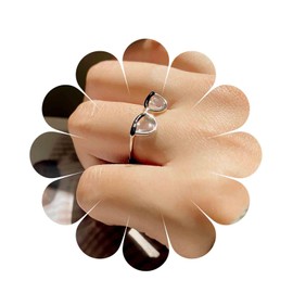 Andelaisi Boho Glasses Finger Ring Vintage Funny Eyeglasses Wrap Open Ring Silver Eye Glasses Open Knuckle Rings Minimalist Simple Stacking Rings Jewelry for Women
