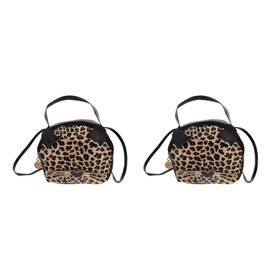 SOIMISS 2pcs Small Cross Body Bag, Cute Backpack One Strap Backpack, PU Leather Shoulder Bag for Women Leopard Handbag, Brown