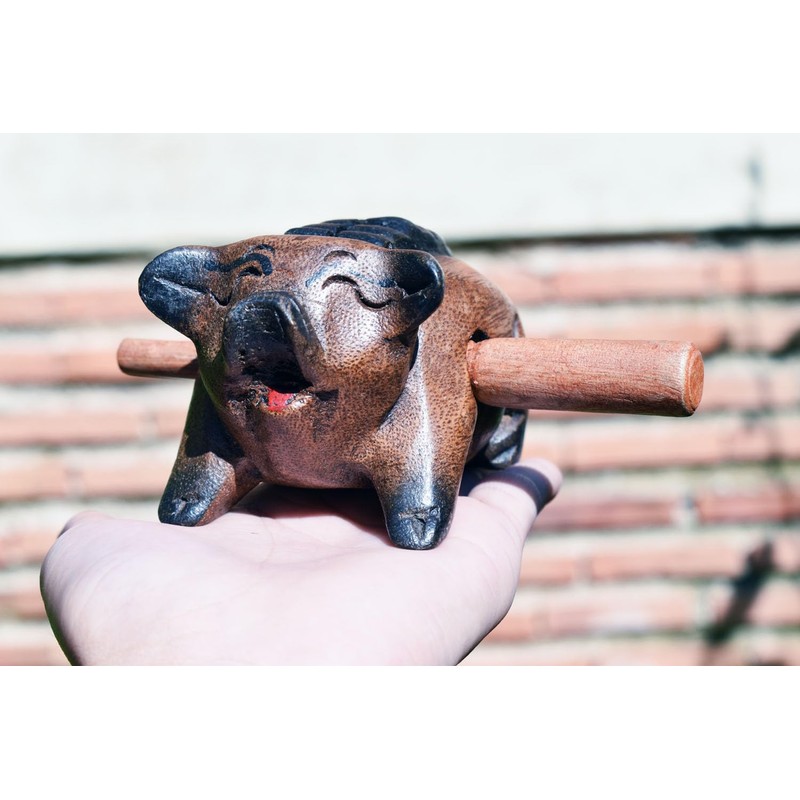 Guiro music percussion instruments wooden sound block animal croaking Pig