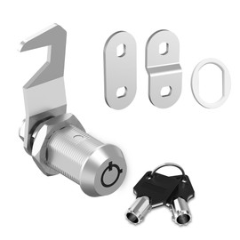Hecfu 1 Pcs Tool Box Locks with Keys, Tubular Cam Lock 1-1/8" Keyed Alike, Hook Cam, Toolbox Locks Secure Your Tool Box Mailbox Drawer Cabinet Lock, Silver Zinc Alloy