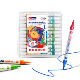 SKYGLORY Dual Colour Brush Tip Acrylic Marker Set, Art Marker Pens Set for Painting, Drawing, Crafting (36)