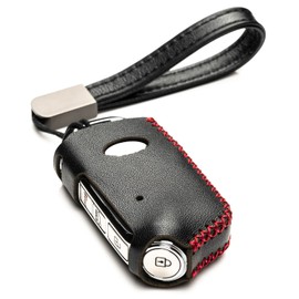 Vitodeco - Funda de piel auténtica para llavero inteligente compatible con Kia Stinger 2019-2022, Negro/Rojo, 4-Button