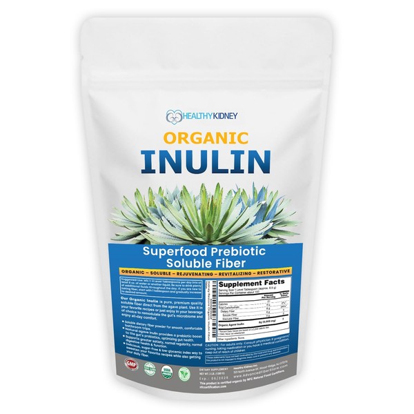 Organic Inulin Powder (48oz/3 lbs) Gentle Agave Prebiotic Soluble Fiber