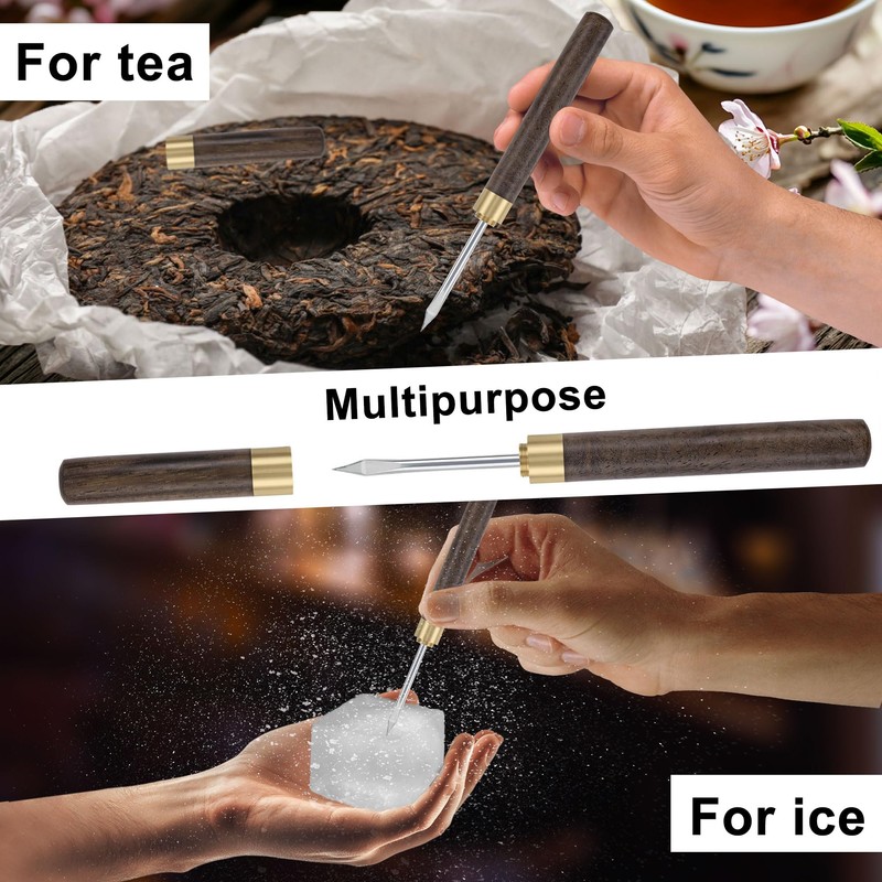 4Pcs Ice Pick Set, Stainless Steel Ice Chipper with Wood