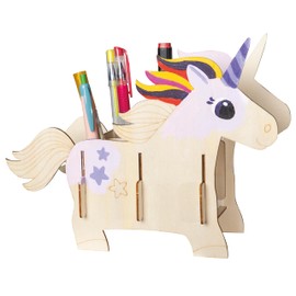 Pebaro 477/1 Wooden Kit Laser Cut Pen Holder Unicorn, 3D Puzzle, Craft with Wood, Wooden Puzzle, Pre-Cut Wooden Board, Includes Emery Paper, Break Out, Put Together, Ready, Gift Idea