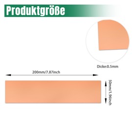 Uxney Copper Sheet, Copper Plate 50 mm x 200 mm x 0.5 mm, 99.9% Pure Copper Plate for DIY, Jewellery, Electrics, Repair, Industry (Pack of 2)