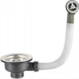 Qrity 114 mm Stainless Steel Kitchen Sink Strainer Basket 1½ Inch with Overflow Drain Fitting Sink with Round Overflow