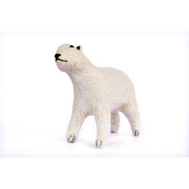 DeKulture Handmade Premium Wool Felt Polar Bear Eco Friendly Needle Felted Christmas Xmas Tree Decoration Stuffed Ornament for Home Office Party Holiday Décor, 8x3.5x6.5 (LWH) Inches