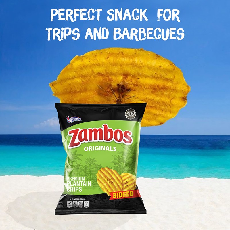 Zambos Plantain Chips Original, Ridged (Pack of 12)