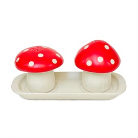 Qiuhome Mushroom Salt and Pepper Shakers Cute Salt and Pepper Shakers with Tray
