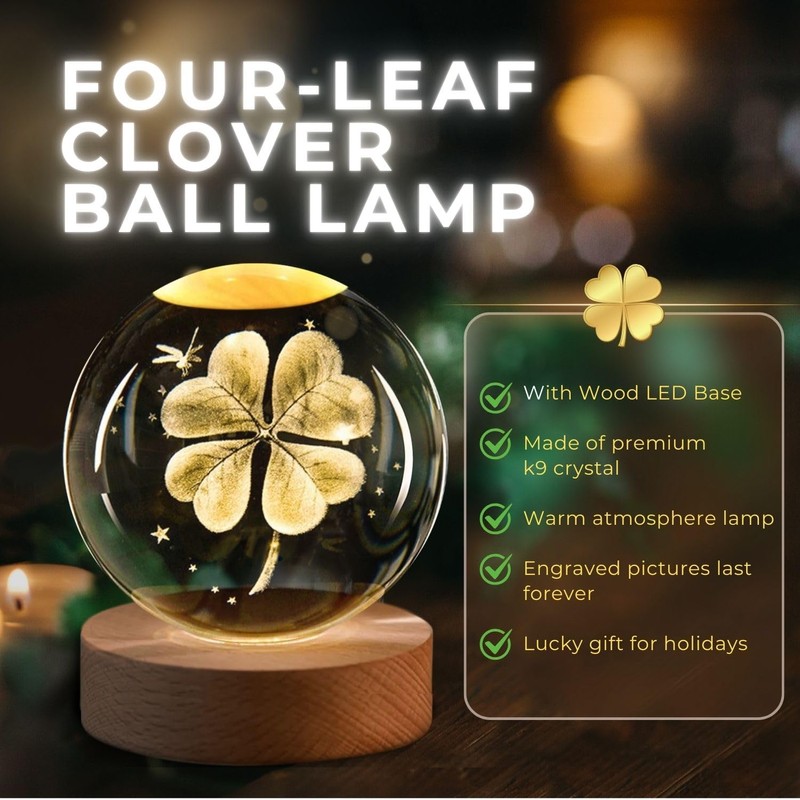 Flexzion 3D Clover Crystal Ball Night Light - LED Light
