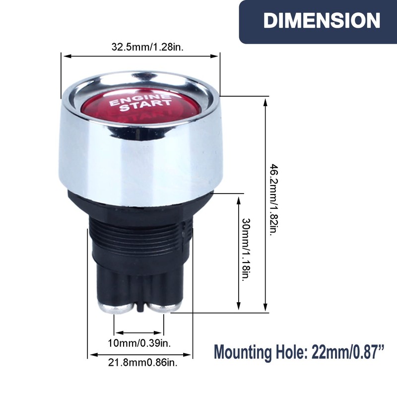 DMWD Start Switch 12V DC 50A Car Start Engine Button