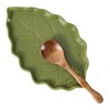 Ceramic Spoon Rest for Stove Top, Cute Green Leaf Shaped
