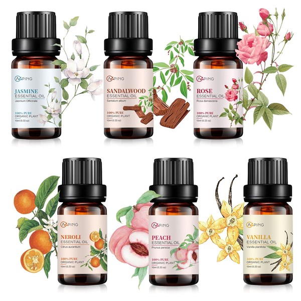 AOPING Essential Oil Set 6x10ML - 100% Pure Organic Plant