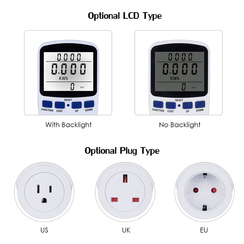 LCD Display Electricity Usage Power Meter Socket Energy Watt Volt