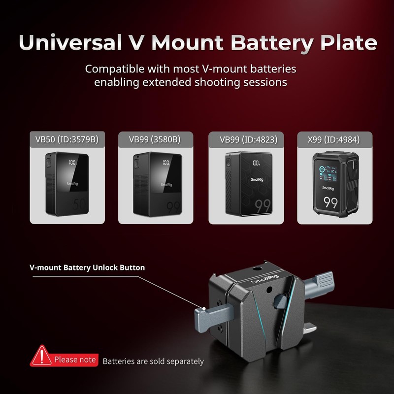 SmallRig Vマウントバッテリープレート Vロックバッテリーマウントプレートキット Arca-Swiss Plate/NATOレール用 回転可能なVロック設計 カメラ操作 Vマウントバッテリー用軽量 5690