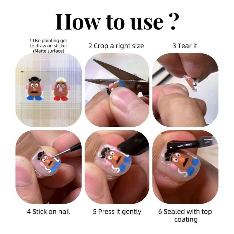 3pcs Blank Sticker DIY Adhesive Sticker Nail Profession use Drawing