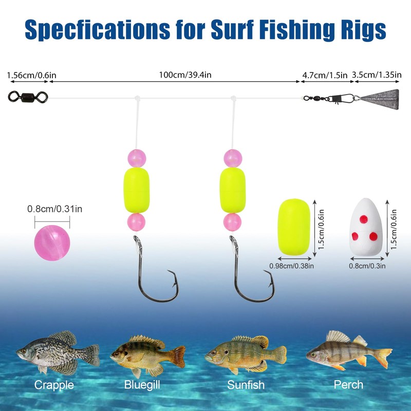 CWSDXM Pompano Rigs for Surf Fishing Saltwater Floats Catfishing Pompano