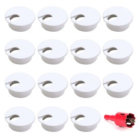 Trsnzul Cable Grommet 35 mm White Pack of 20 Cable Grommet Desk 35 mm Cable Pass White with Hole Saw Desk Channel Cable Hole for Desk Hole Cover