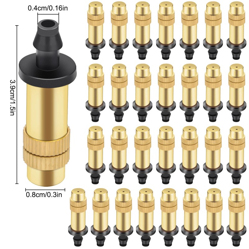 NSIoutlet 30pcs Adjustable Brass Misting Nozzles Spray Sprinkler Set for