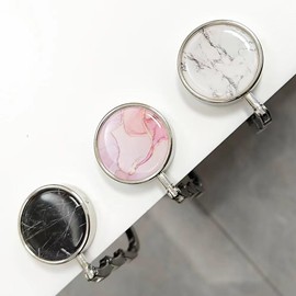 Mainiusi Bag Holder for Table, Pack of 3, Foldable Non-Slip Handbag Holder, Marbling Bags Hanger, Bag Hook Holder for Handbags, Table Handbag Holder, Hook for Restaurant, Office