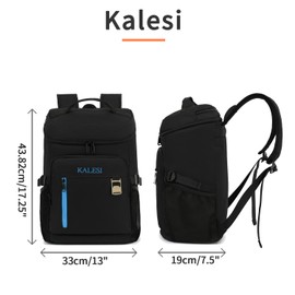 Kalesi Cooler Backpack 36 Cans Lightweight Insulated Backpack Cooler Leak-Proof Travel Camping Lunch Backpack Outdoor Cutlery Backpack for Men and Women (A-Black)