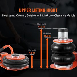 Happybuy Pneumatic Air Jack, 3 Ton/6600 lbs, 3-8S Lift, Extended Pillar & 6 Steel Pipes, Compact Design, Rubber Pad, for Sedan, SUV, Pickup Truck