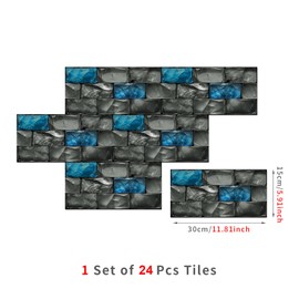 TUOKING 24-Pack Peel and Stick Wall Stickers Waterproof PVC Wallpaper for Kitchen 11.8”x5.9”Subway Tile Self-Adhesive Removable Stick on Bathroom