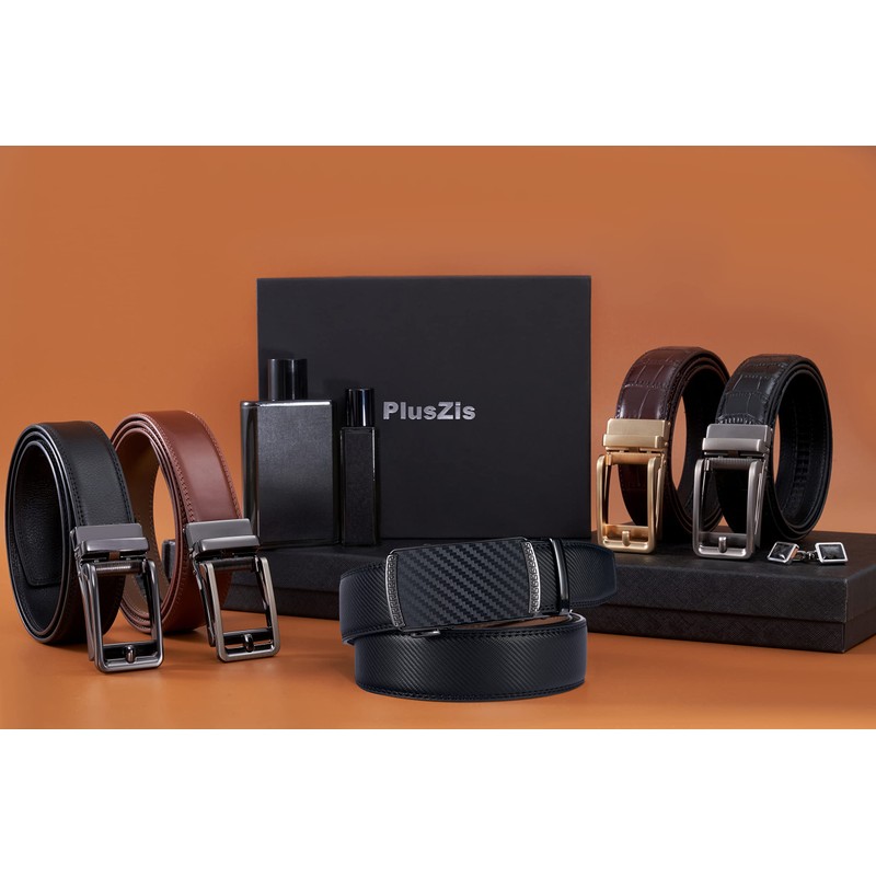 PlusZis 28 - 68 inch men's leather belt with ratchet,