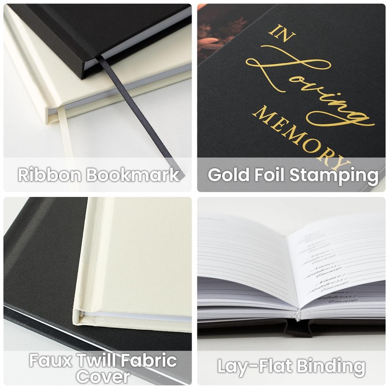 Braveriky Funeral Guest Book, in Loving Memory Sign in Book