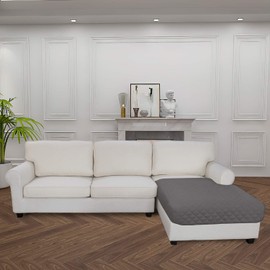 Easy-Going Sofa Slipcover L Shape Sectional Couch Cover 42 x 68 inches Rectangular Chaise Lounge Cover Reversible Sofa Cover Furniture Protector for Pets Kids Children Dog Cat (Gray/Gray)