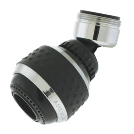Plumb Pak PP800-215LF Black/Chrome 1.5GPM Double Swivel Faucet Aerator with Dual Thread and Brass Ball Joint