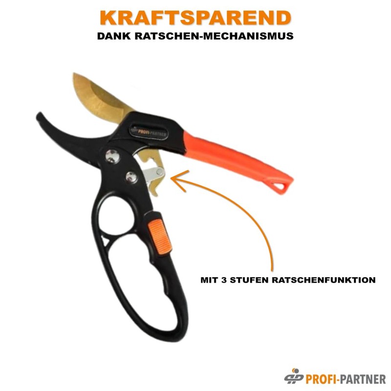 Profi-Partner Garden Ratchet Pruners Professional Ratchet Pruners Sharp Pruning Shears