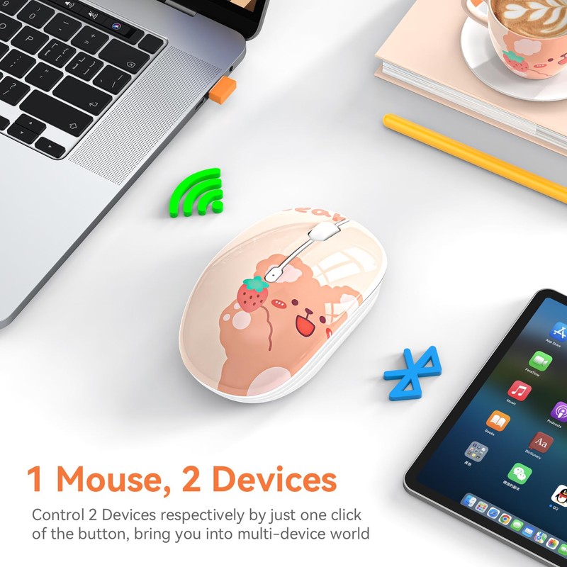FMOUSE Lindo Mouse Bluetooth, Inalámbrico con tecnología 2,4 GHz, Ratón