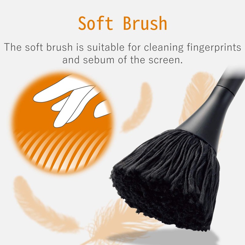 Elecom KBR-013AS Cleaner Brush, Anti-static Fiber, Rotating Type, 2-Way, Includes
