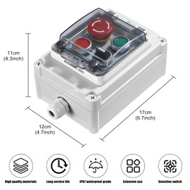 Push Button Switch IP67 Outdoor Waterproof Button Switch Box Emergency Stop Button Switch,Red/Green Instantaneous Button Switch and Selection Switch with Protective Cover Anti-Misoperation Switch