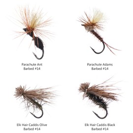 Bassdash Complete Fly Fishing Fly Fishing Bristle Flies in Case Stream Tenkara Trout Fishing Fly Set (Set S: 12 Piece Dry Flies)